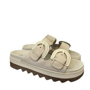 Cougar Pepa Slip On Platform Sandals Size 8 EU 38.5 Oyster Off White Womens NEW